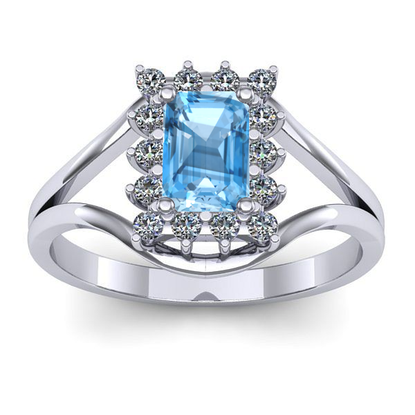 Inel cu topaz blue dreptunghiular