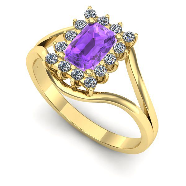 Inel din aur galben cu ametist