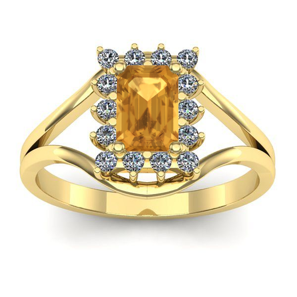 Inel logodna cu citrin dreptunghiular