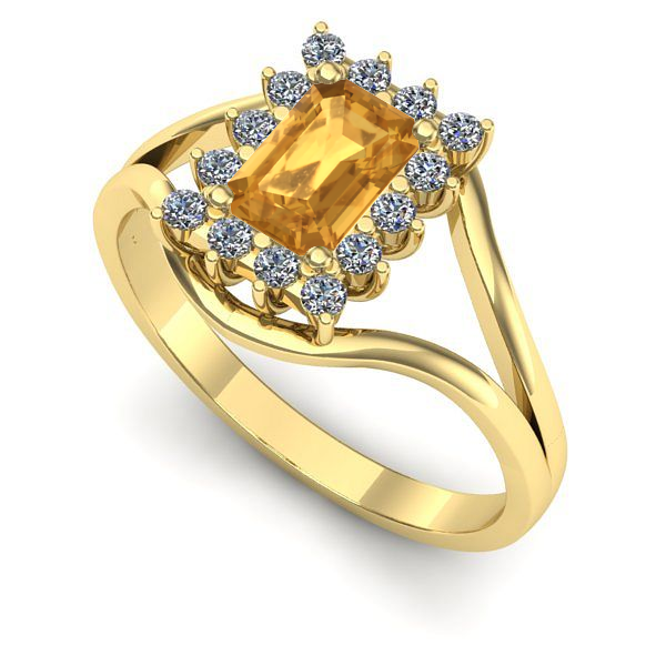 Inel logodna din aur galben cu citrin
