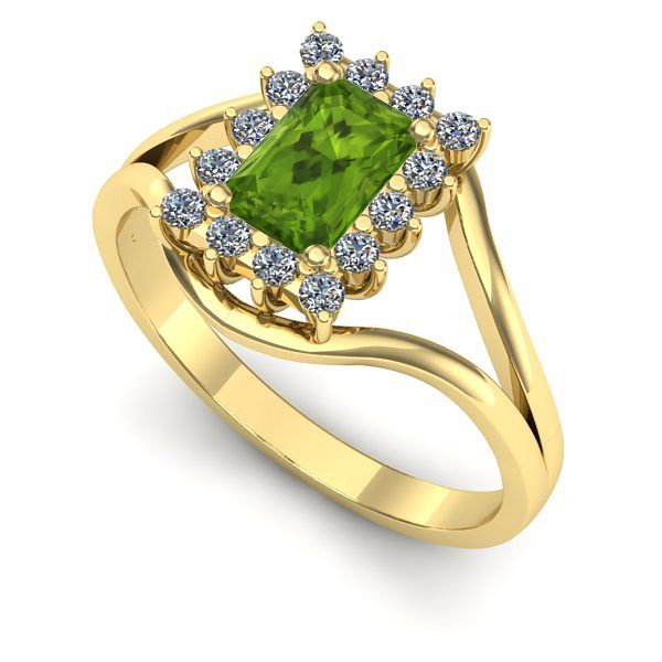 Inel logodna din aur galben cu peridot