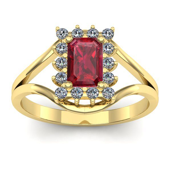 Inel cu rubin dreptunghiular