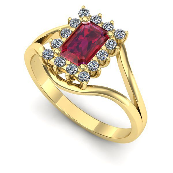 Inel de logodna din aur galben cu rubin