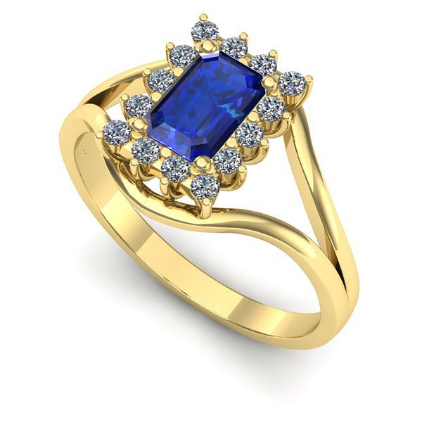 Inel din aur galben cu safir