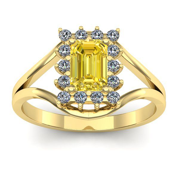 Inel de logodna cu safir galben dreptunghiular