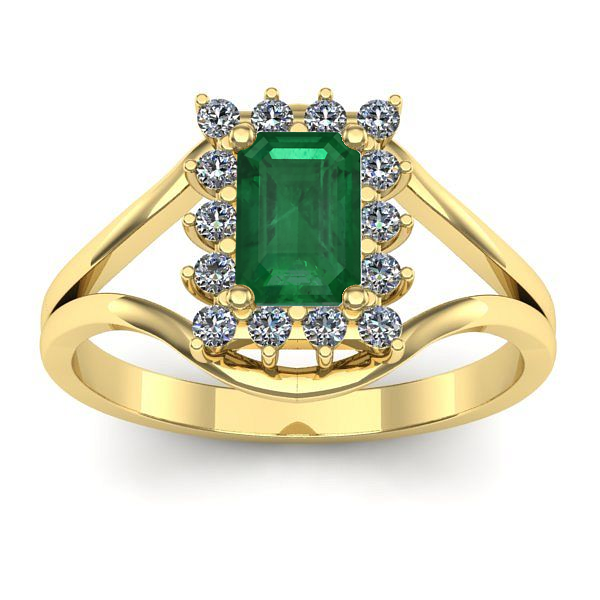 Inel cu smarald dreptunghiular