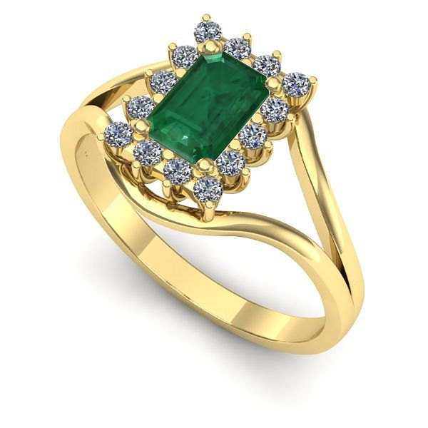 Inel logodna din aur galben cu smarald