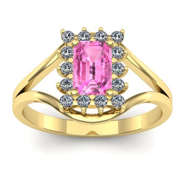 Inel cu safir roz dreptunghiular