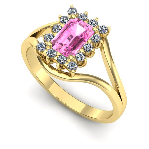 Inel de logodna din aur galben cu safir roz