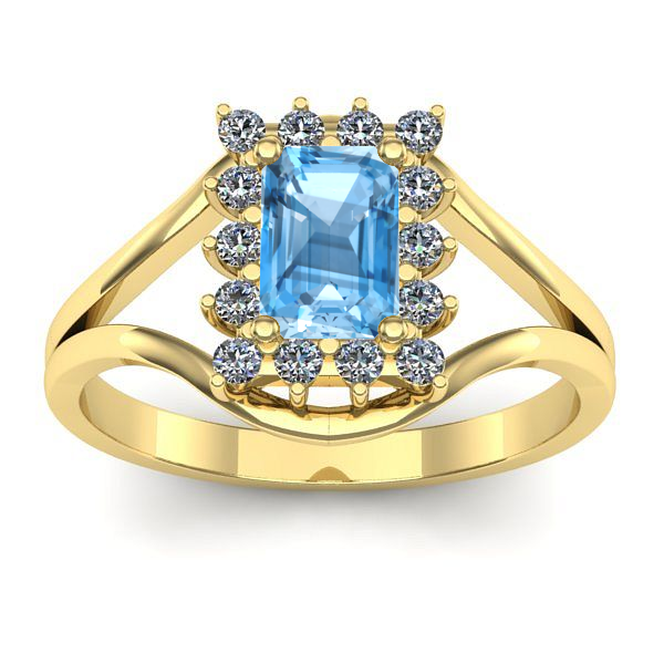 Inel logodna cu topaz blue dreptunghiular