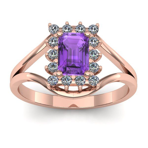 Inel de logodna cu ametist dreptunghiular