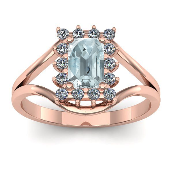 Inel cu aquamarin dreptunghiular