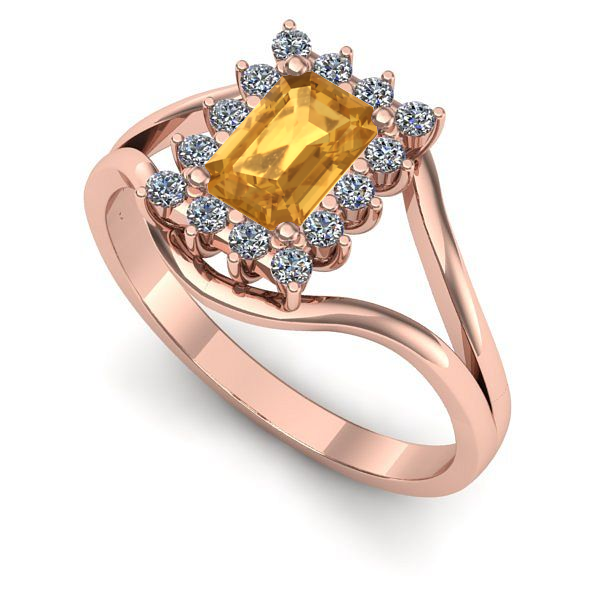 Inel logodna din aur roz cu citrin