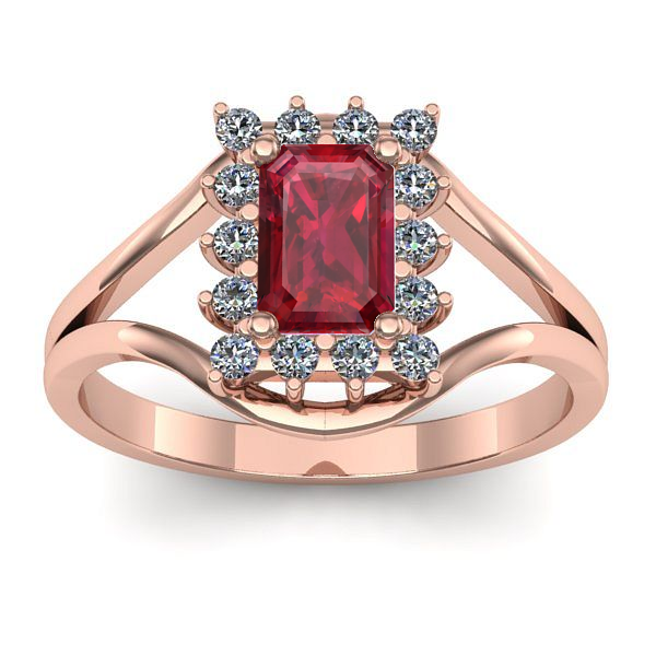 Inel de logodna cu rubin dreptunghiular