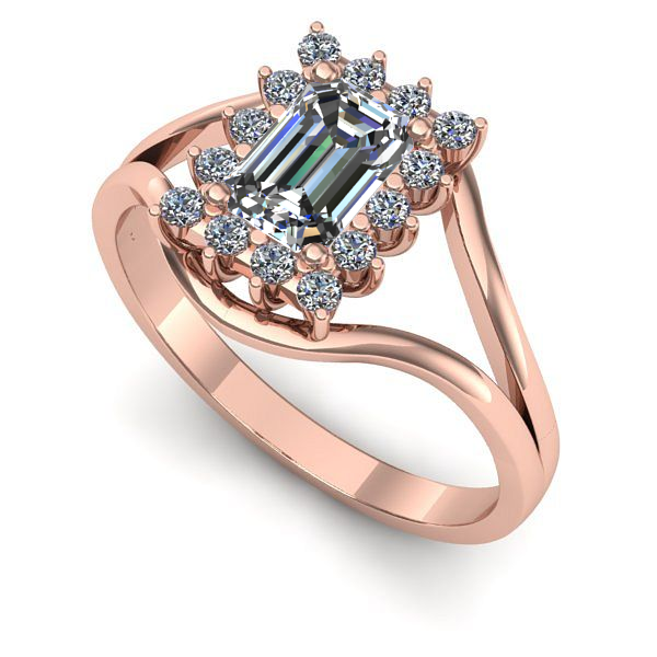 Inel de logodna din aur roz cu safir alb