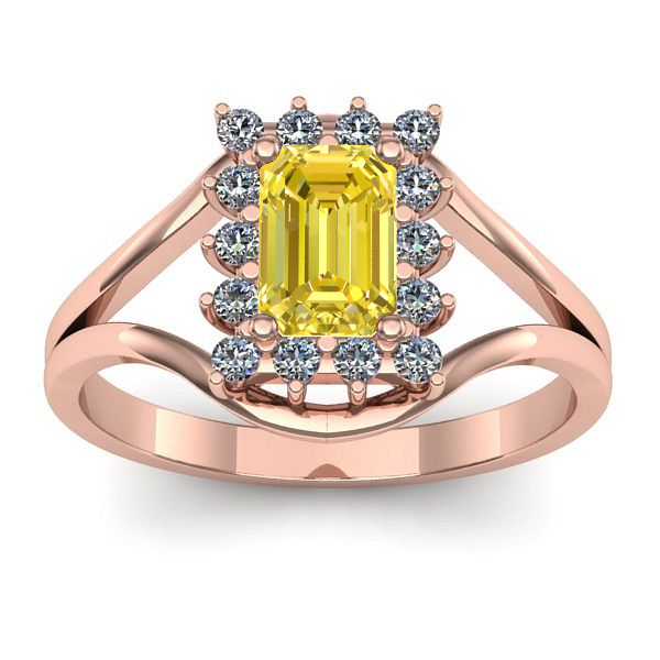 Inel cu safir galben dreptunghiular