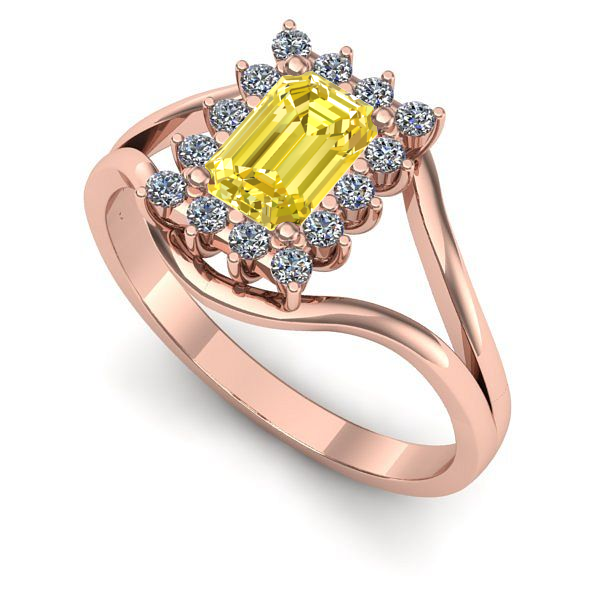 Inel din aur roz cu safir galben