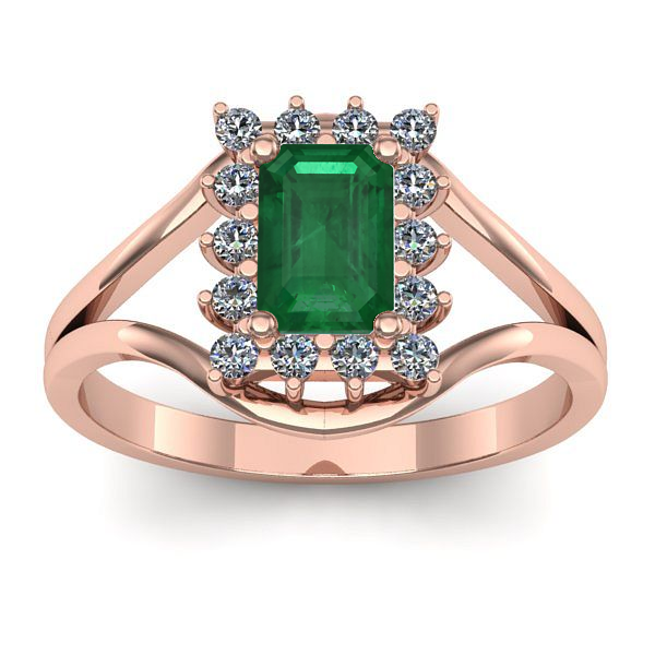 Inel logodna cu smarald dreptunghiular