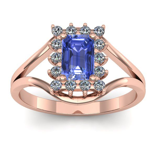 Inel logodna cu tanzanit dreptunghiular