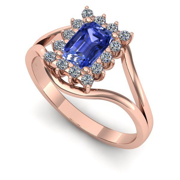 Inel de logodna din aur roz cu tanzanit
