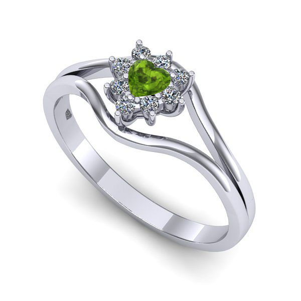 Inel din aur alb cu peridot