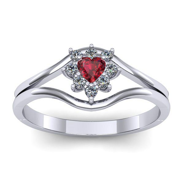 Inel logodna cu rubin inima