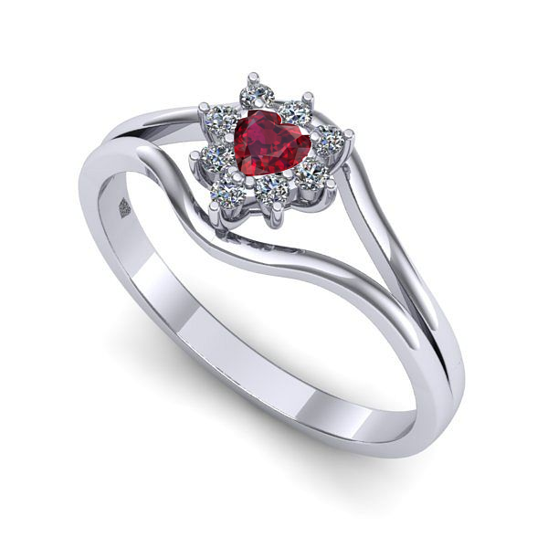 Inel logodna din aur alb cu rubin