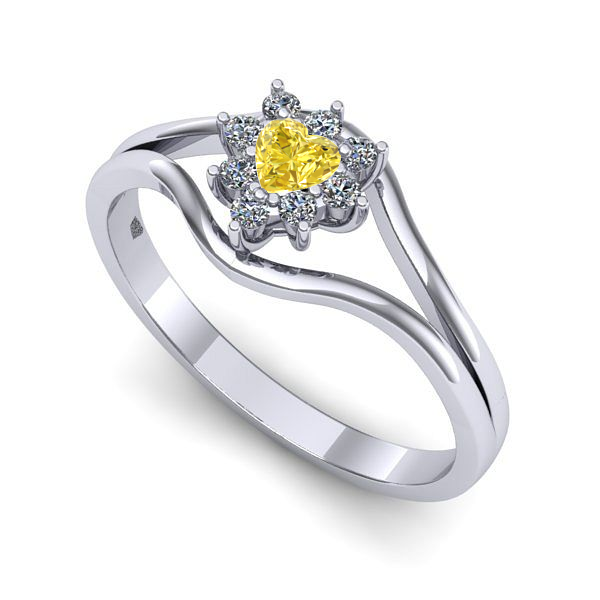 Inel din aur alb cu safir galben