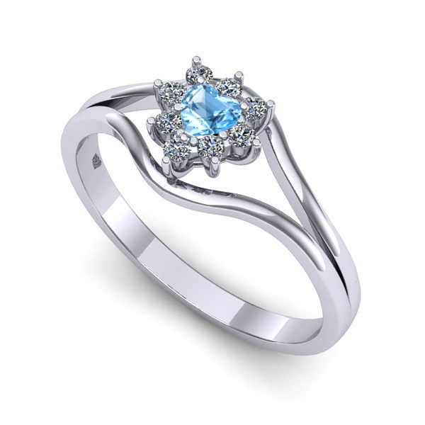 Inel logodna din aur alb cu topaz blue
