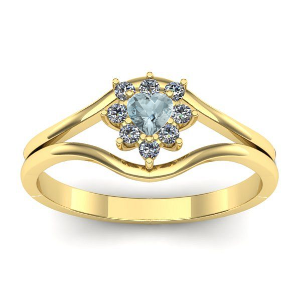 Inel de logodna cu aquamarin inima