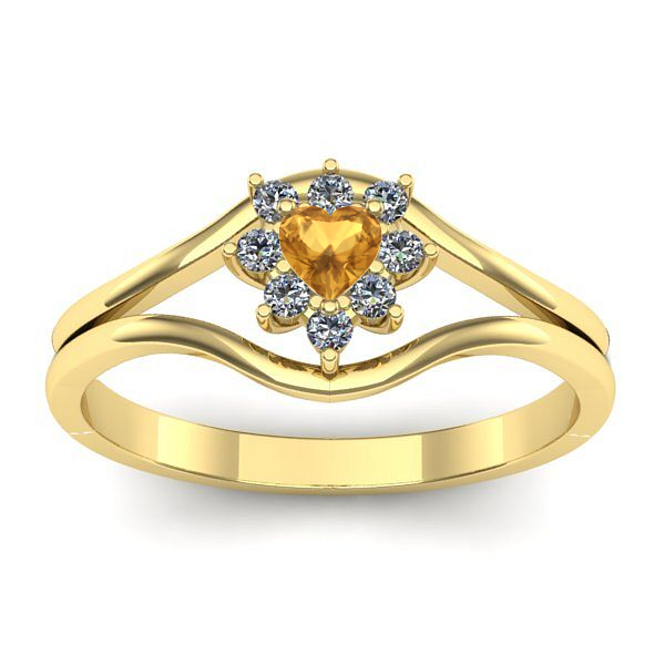 Inel logodna cu citrin inima