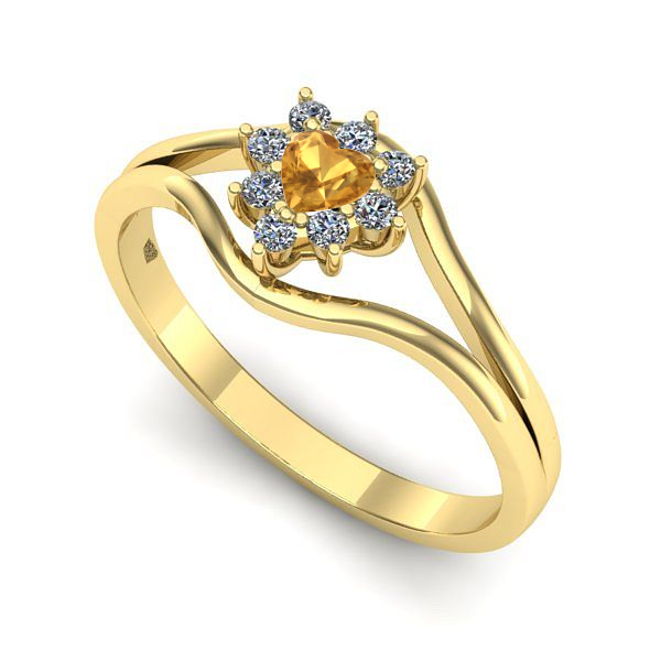 Inel logodna din aur galben cu citrin
