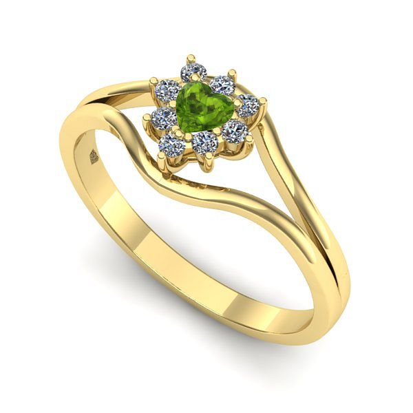 Inel de logodna din aur galben cu peridot