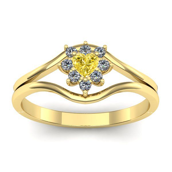 Inel cu safir galben inima