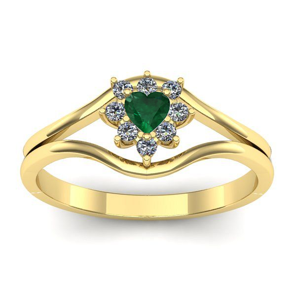 Inel de logodna cu smarald inima