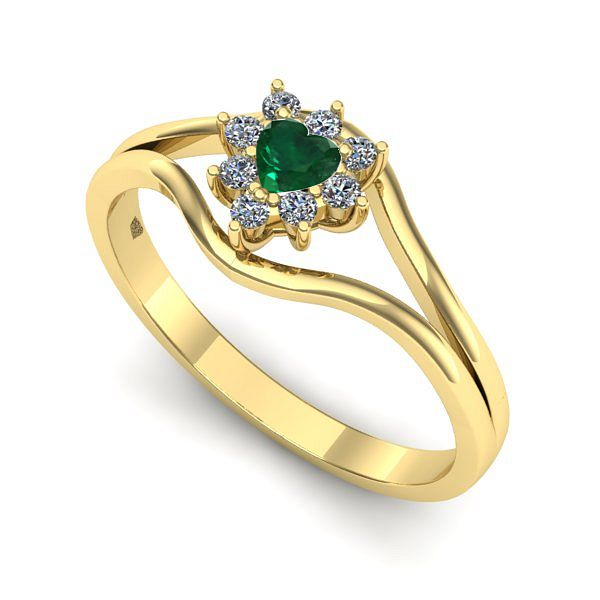 Inel logodna din aur galben cu smarald