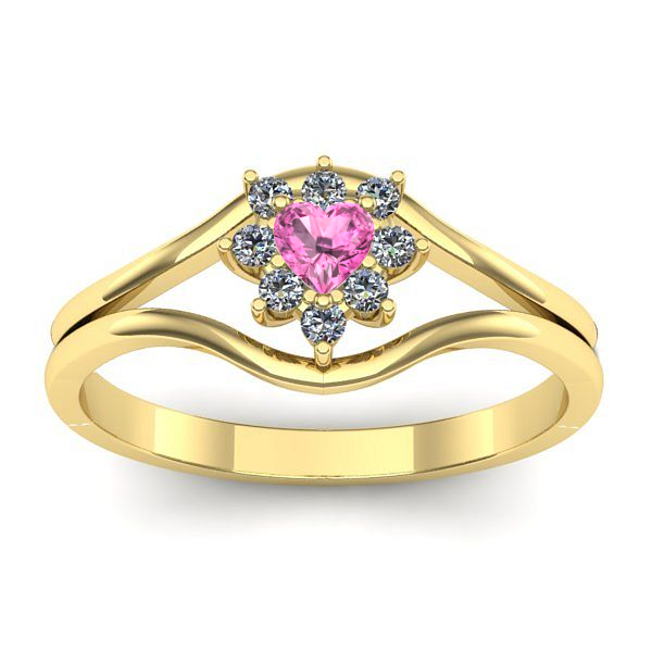 Inel cu safir roz inima