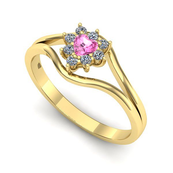Inel de logodna din aur galben cu safir roz