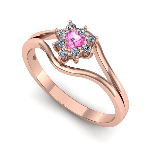 Inel din aur roz cu safir roz