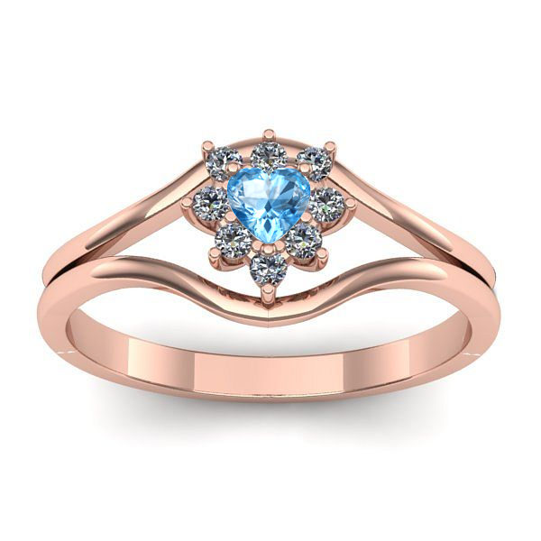 Inel de logodna cu topaz blue inima