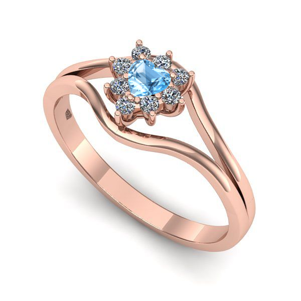 Inel de logodna din aur roz cu topaz blue
