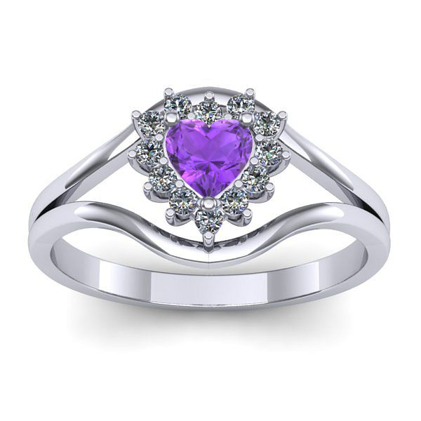 Inel cu ametist inima