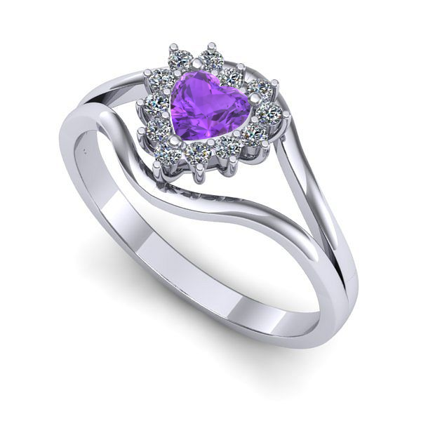 Inel de logodna din aur alb cu ametist