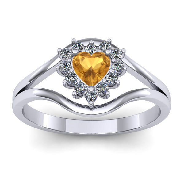 Inel logodna cu citrin inima