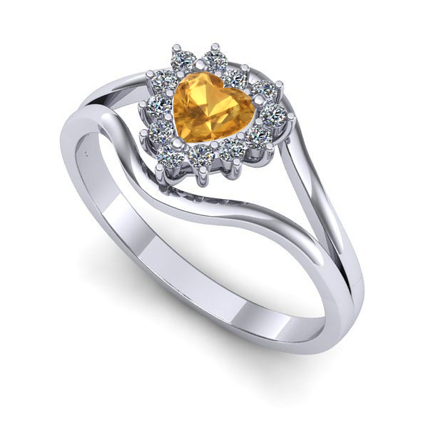 Inel de logodna din aur alb cu citrin