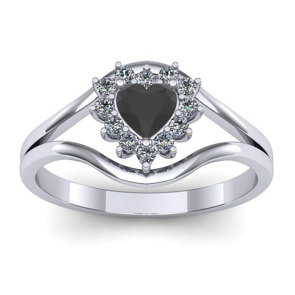 Inel logodna cu diamant negru inima