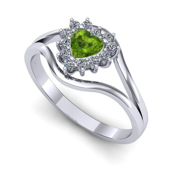 Inel de logodna din aur alb cu peridot