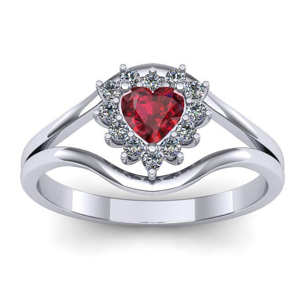 Inel cu rubin inima