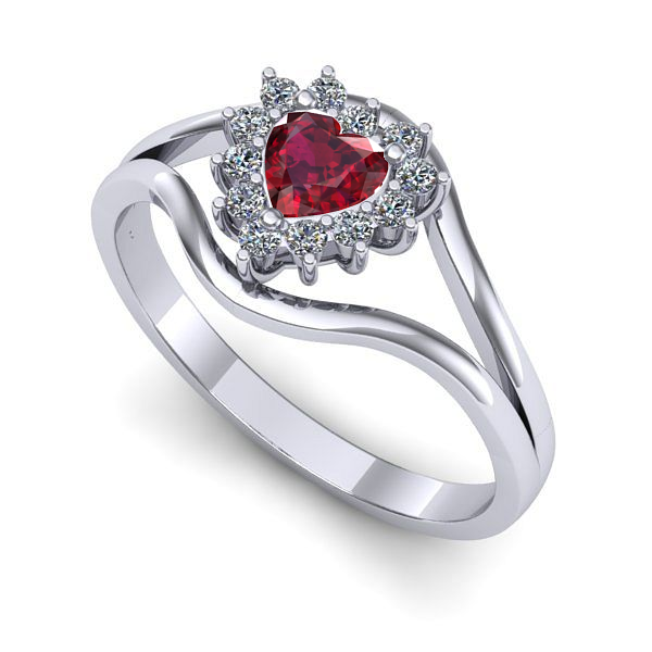 Inel logodna din aur alb cu rubin