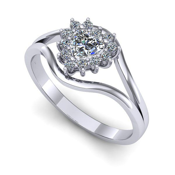 Inel logodna din aur alb cu safir alb